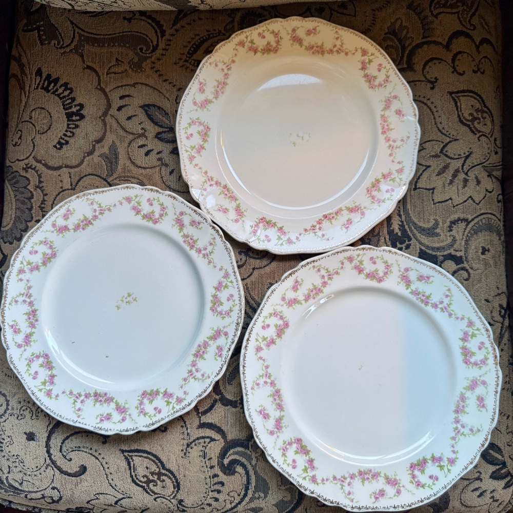 Antique White and Pink Floral Dinnerware Set